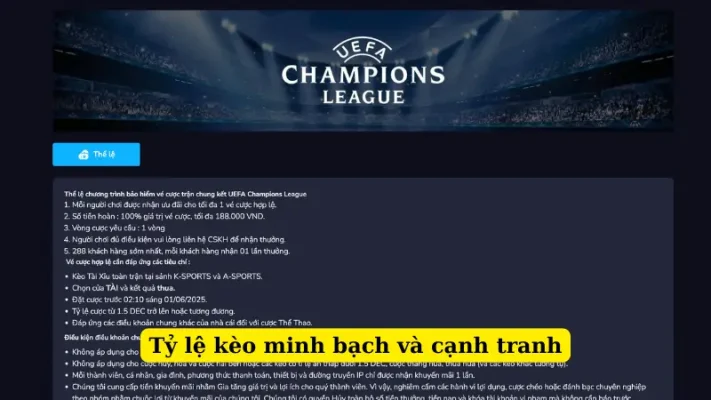Tỷ lệ kèo minh bạch và cạnh tranh
